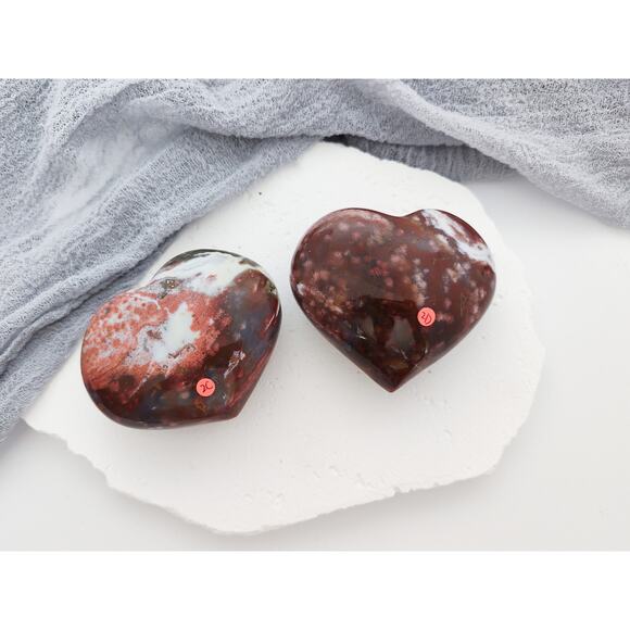 Ocean Jasper Puffy Heart Crystal Carving - Picture 5 of 8